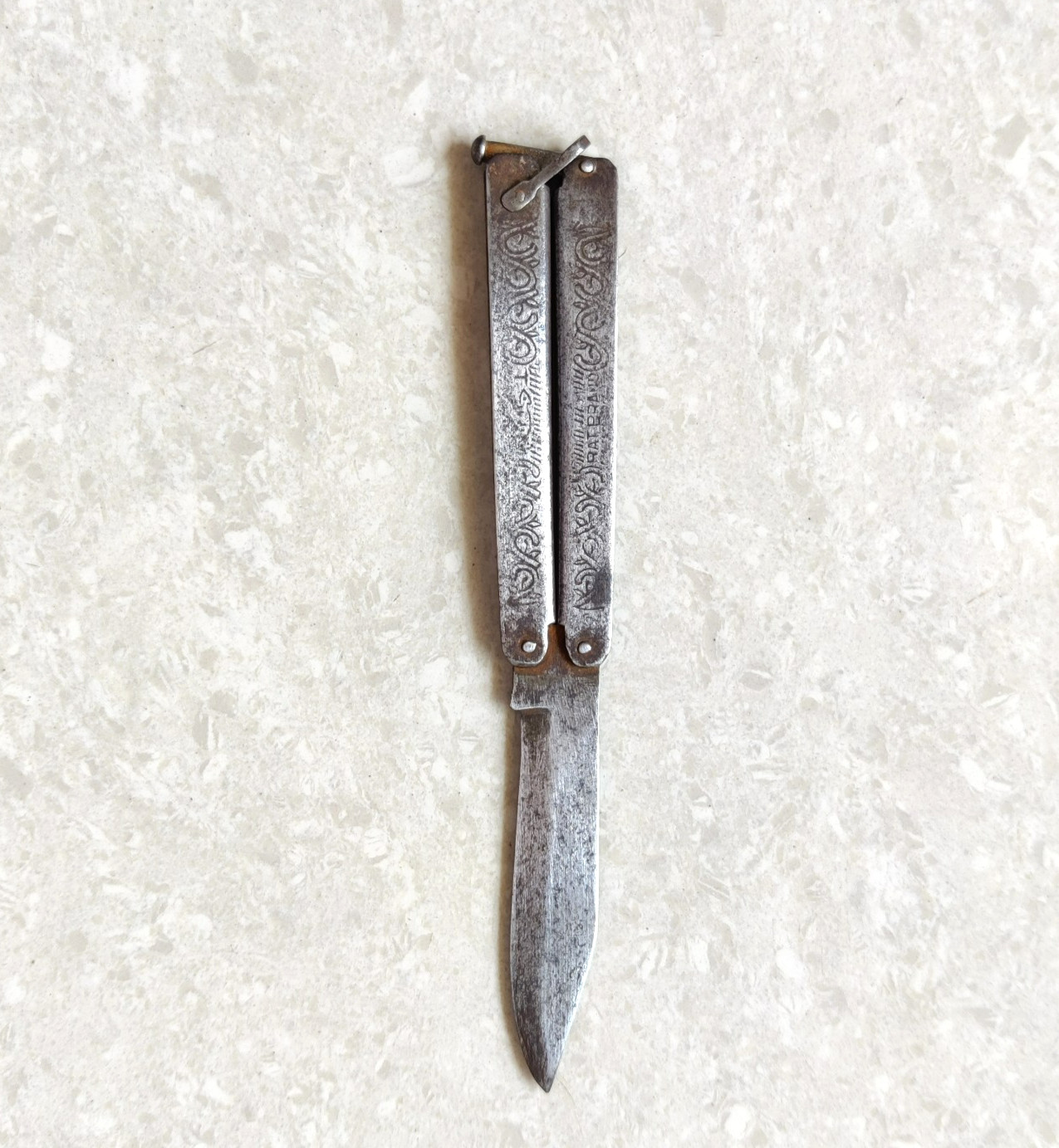 WW2 Antique Rat Brand Unique Foldable Steel Blade Steel Handle Old Knife KN351