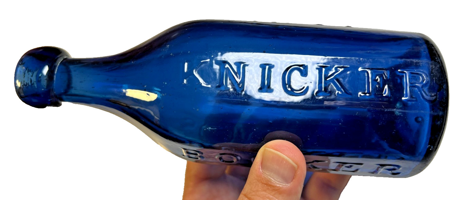 Antique Knickerbocker Knicker Bocker Cobalt Blue Iron Pontil Bottle New York NYC