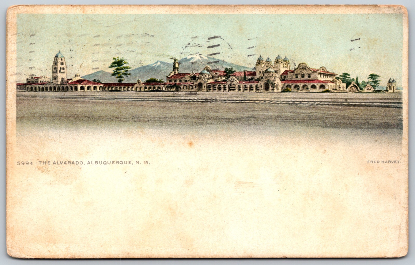1912 Alvarado Hotel Albuquerque New Mexico Railway ANTIQUE Postcard 9659