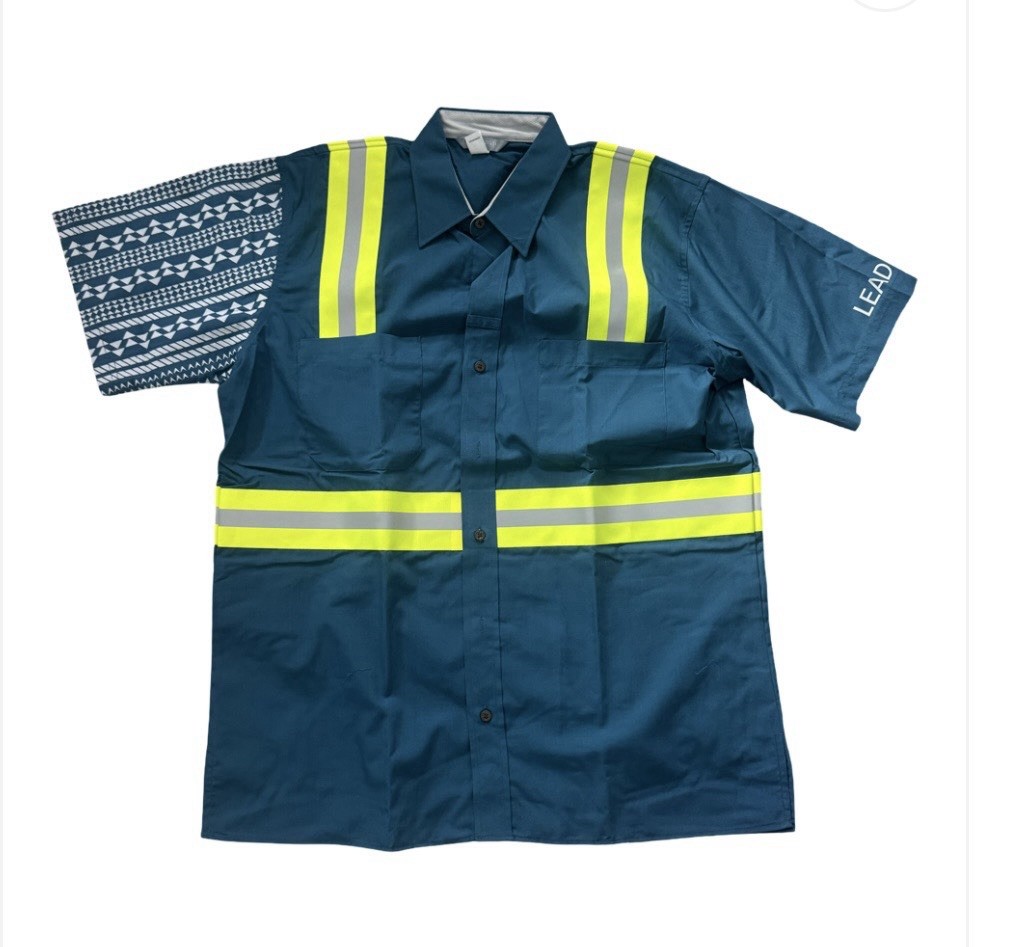 Hawaiian Airlines  Uniform Shirt Hi-Vis Reflective Work Aloha Style (LEAD) (Lrg)