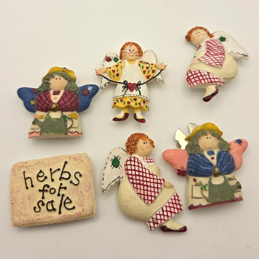 Vintage Lot of 6 Vintage button covers Angel Figures + \