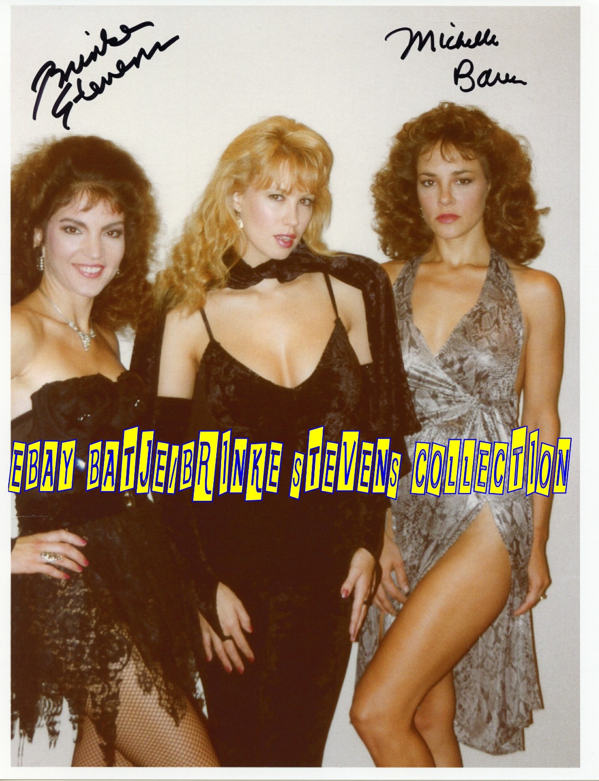 BRINKE STEVENS MICHELLE BAUER AUTOGRAPHED WITH MONIQUE GABREILLE COLOR PHOTO BMM