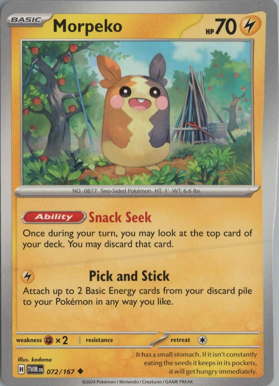2024 POKÉMON SCARLET VIOLET TWILIGHT WINGS #72 MORPEKO SPECIAL ILLUSTRATION RARE