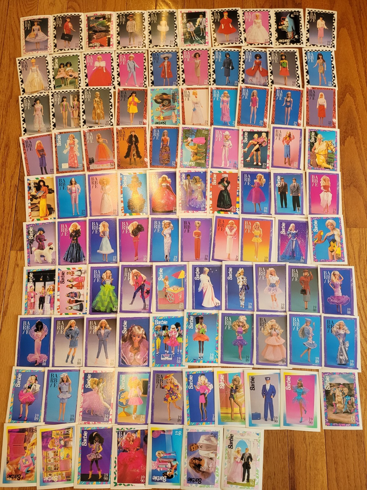 Vintage 1990 and 1991 Barbie Trading Cards Fashion Facts Lot of 97