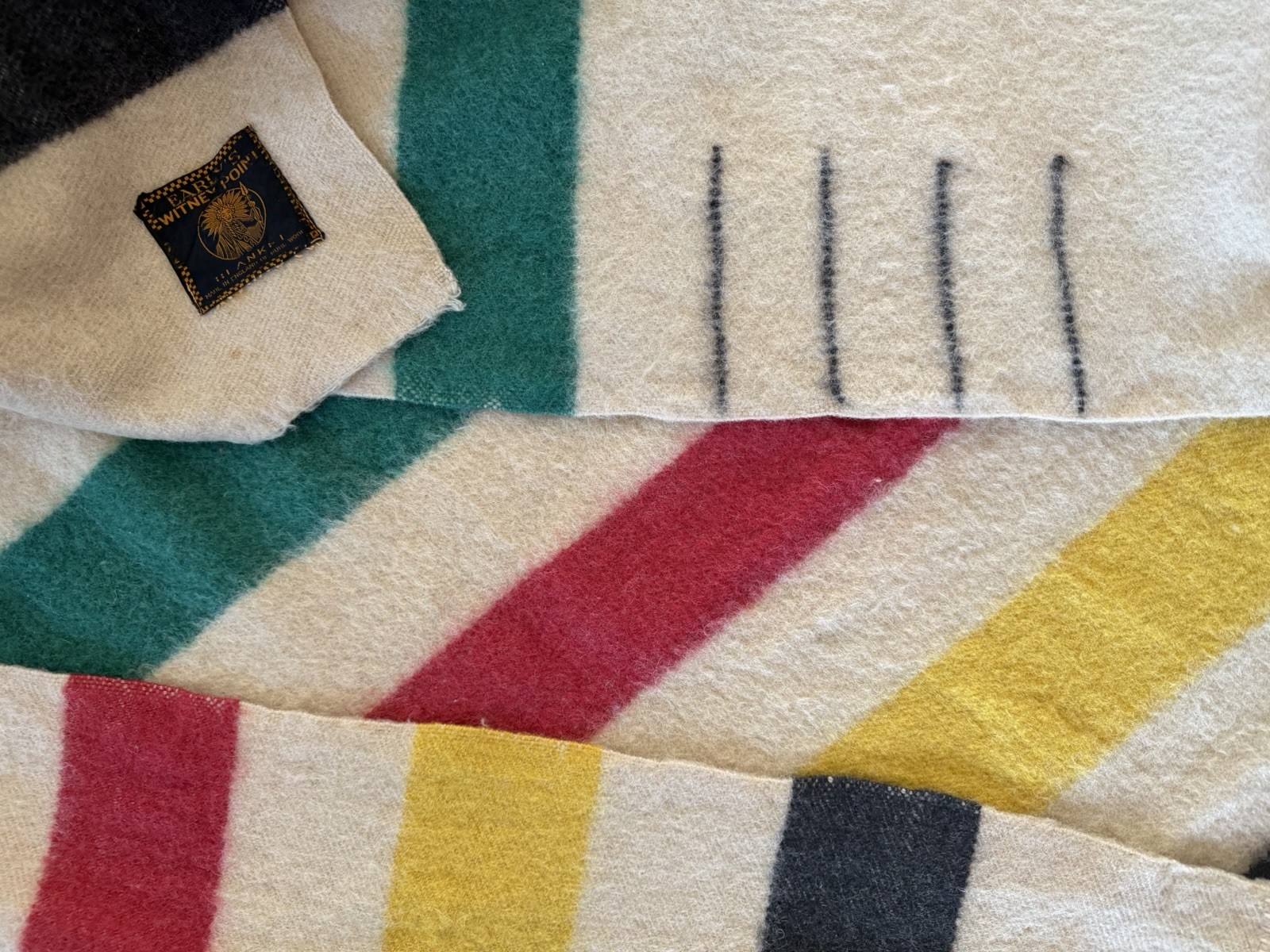 Vintage Early's Witney Point 4 Point Wool Blanket 71x84 England Multicolor