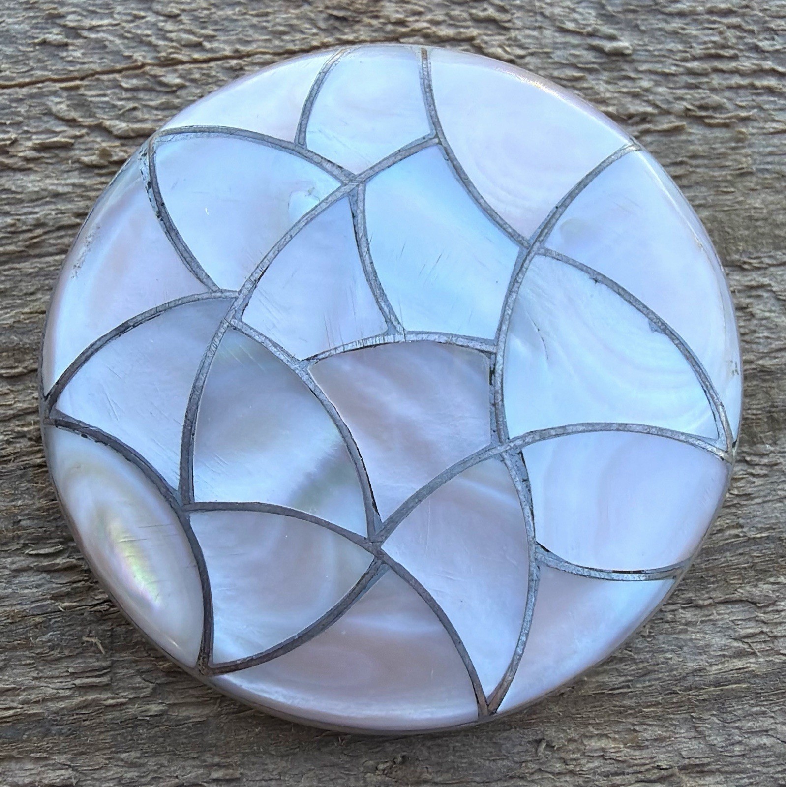 1-7/8” LARGE Vintage Zuni Sterling Silver MOP Brooch NANCY ELBY Collection — 27g