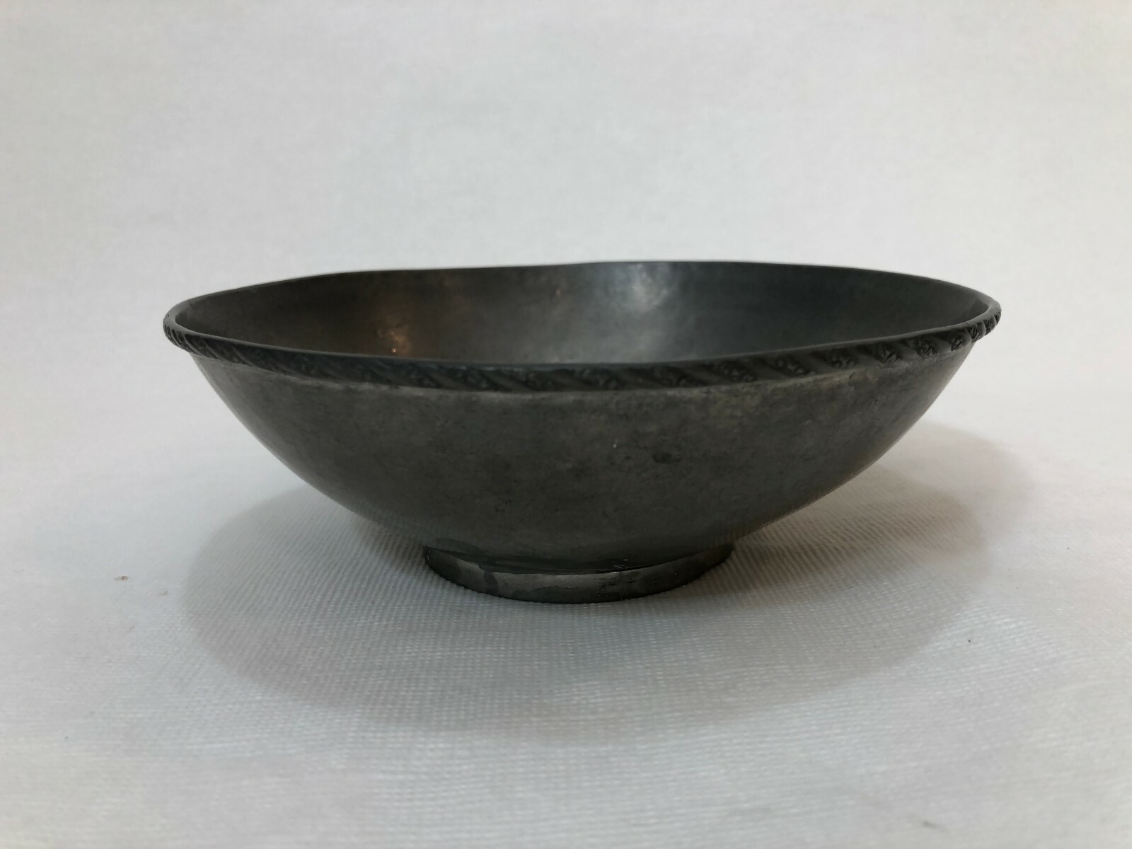 Vintage Chinese Pure Pewter Bowl, Marked GD?, 6 1/2