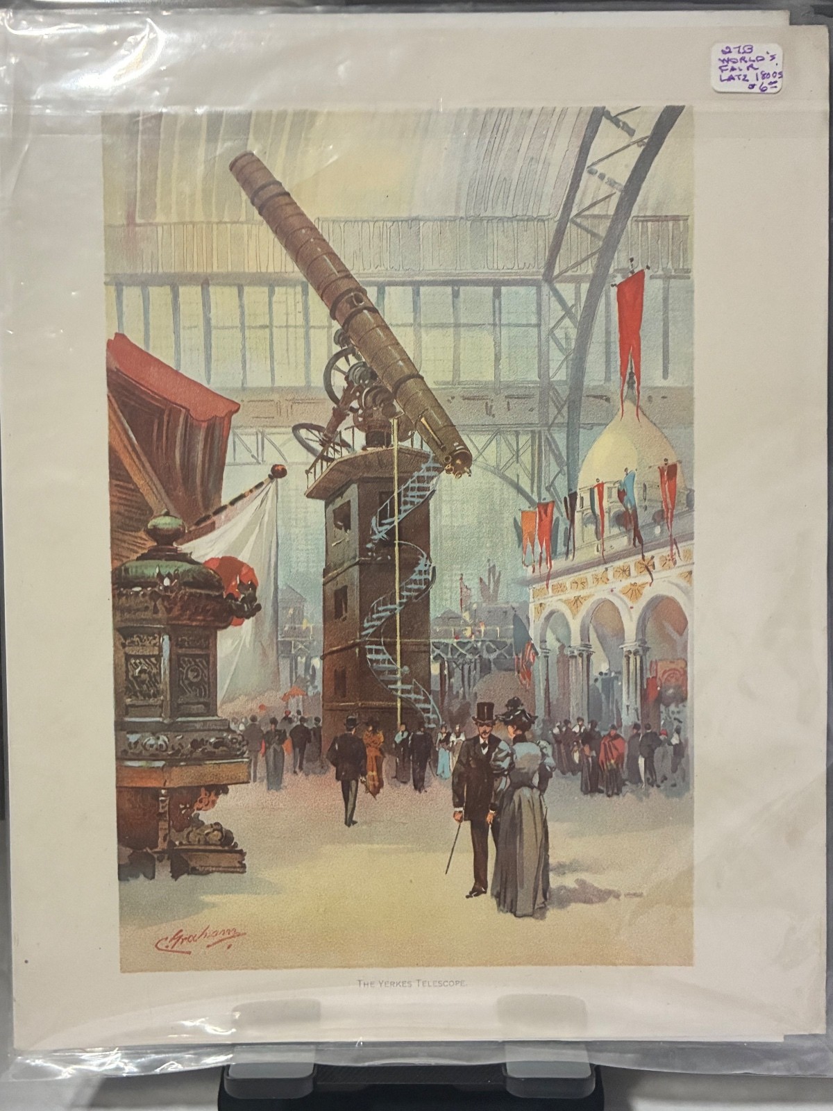 1893 Chicago Worlds Fair Print YerkesTelescope Astronomy History Charles Graham⁠