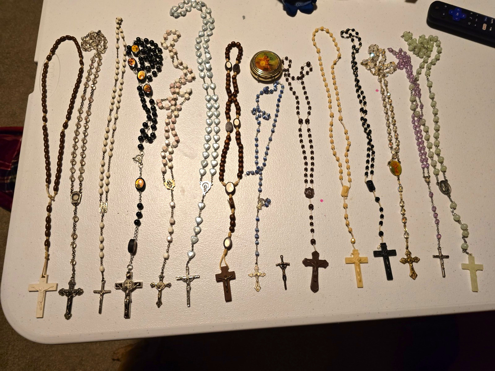 Lot of Assorted Christian Rosary Beads w/ Cross Crucifix Pendants