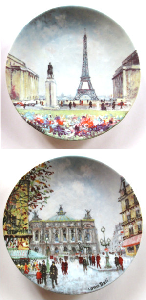 VTG Set of 2 Decorative Plates Limoges France Tour Eiffel/ Opéra L Dali 1982 NEW