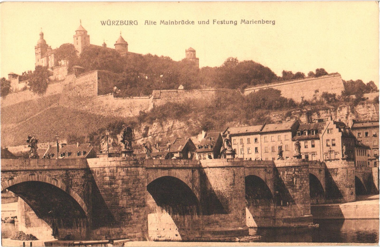 Würzburg Germany Alte Mainbrücke & Festung Marienberg Divided Back Postcard