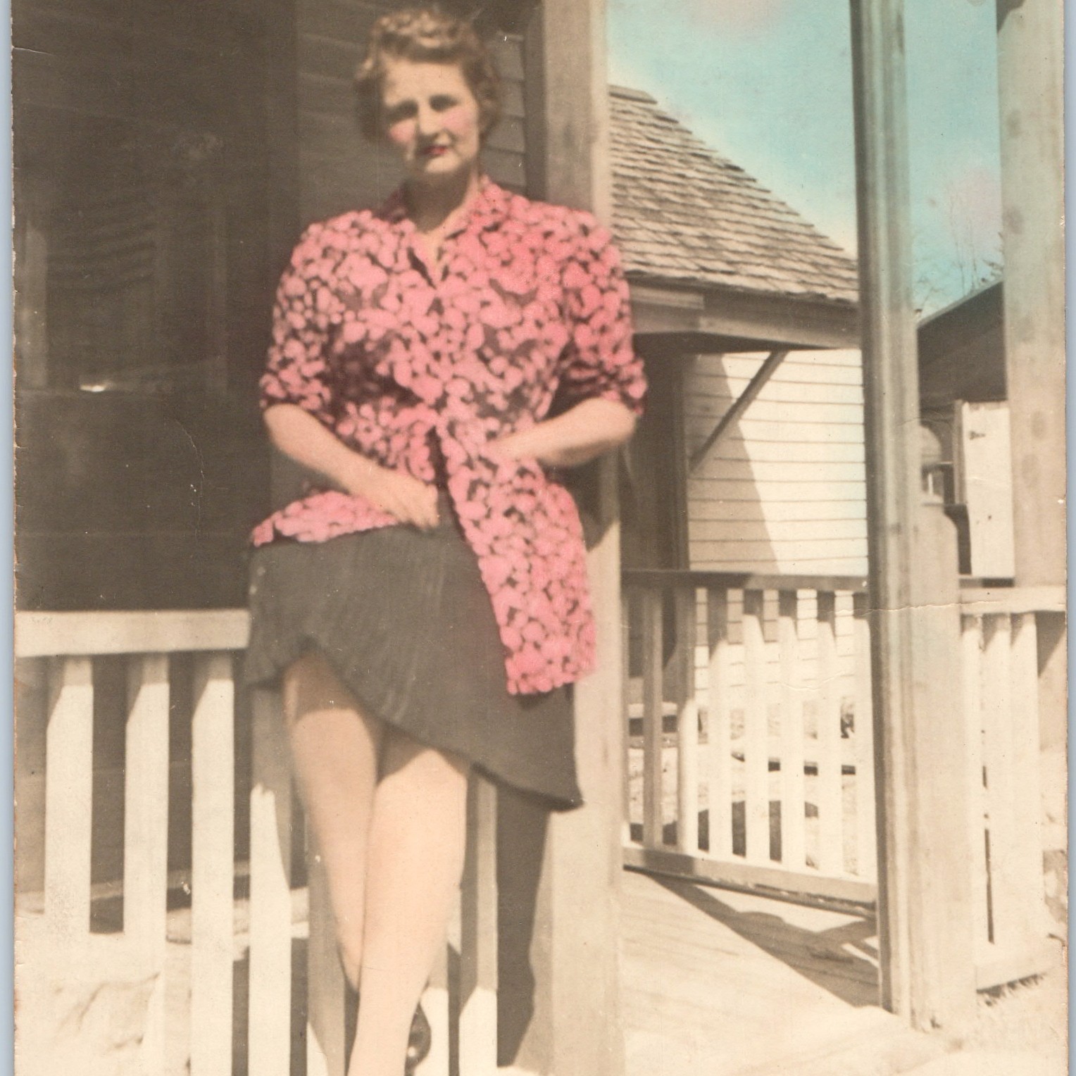 c1940s Cute Woman Fashion Hand Colored 7\