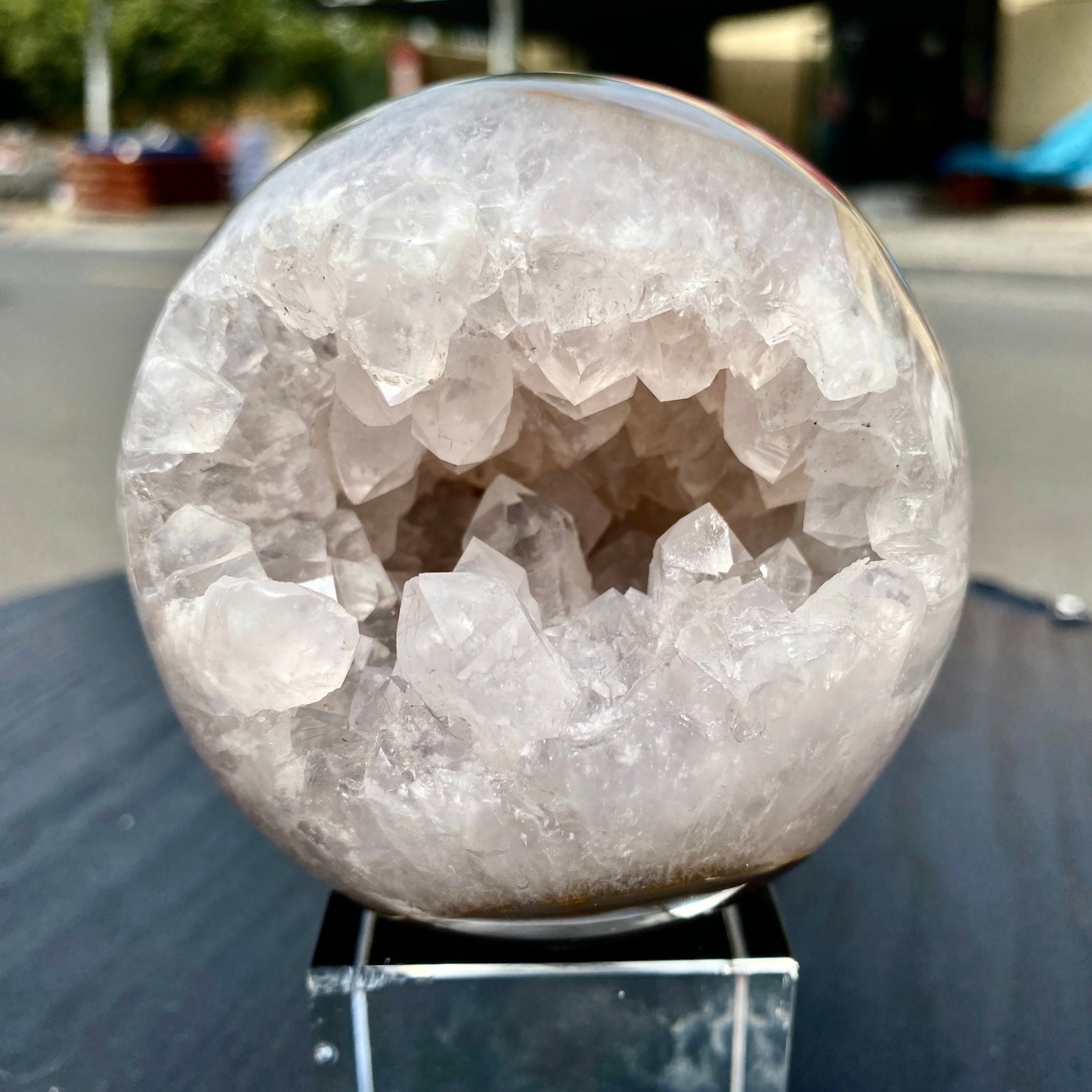 2LB Natural Agate Opening Smile Quartz Cluster Crystal Specimen Healing