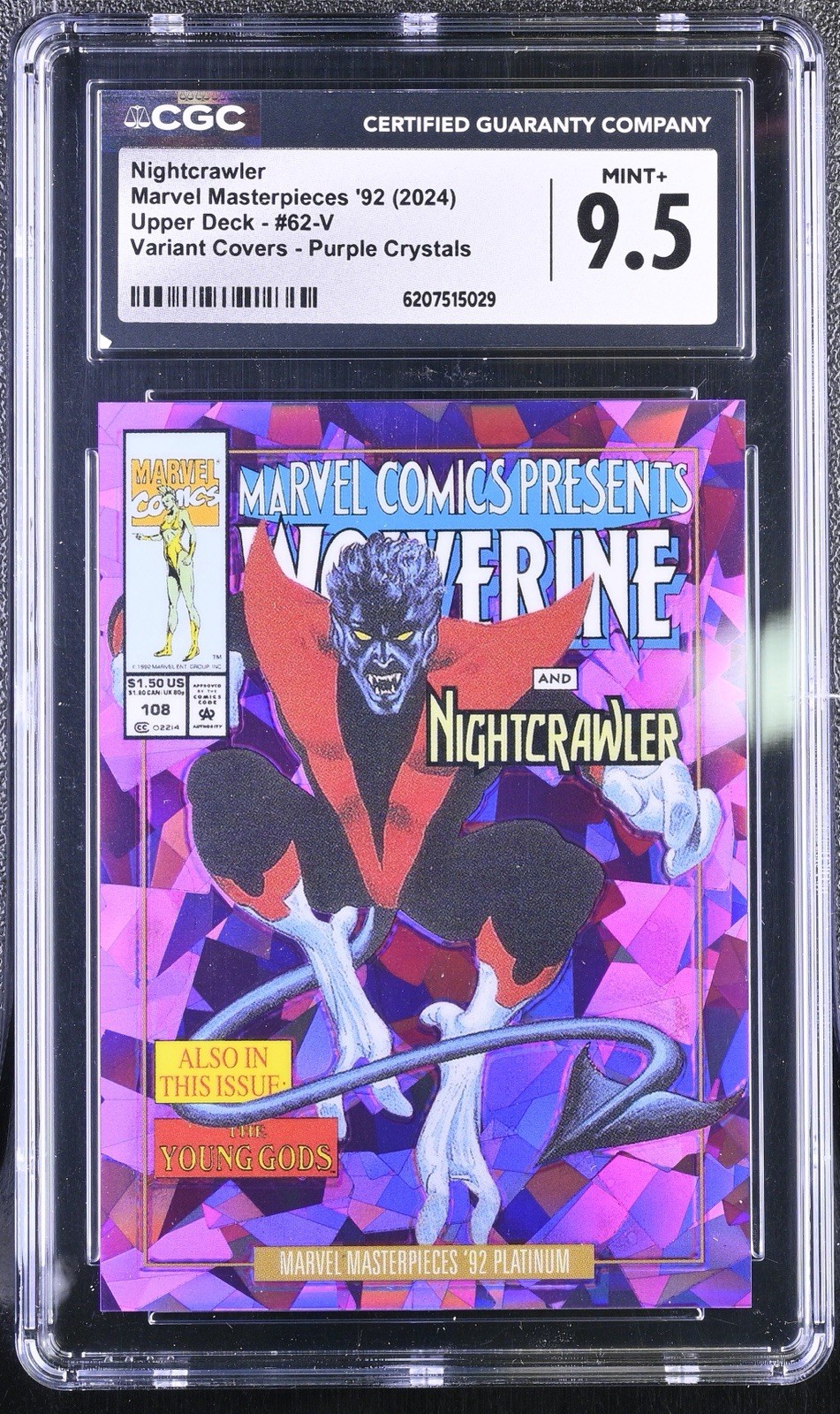 2024 Marvel Masterpieces 92 Platinum Nightcrawler Purple Crystal Variant CGC 9.5