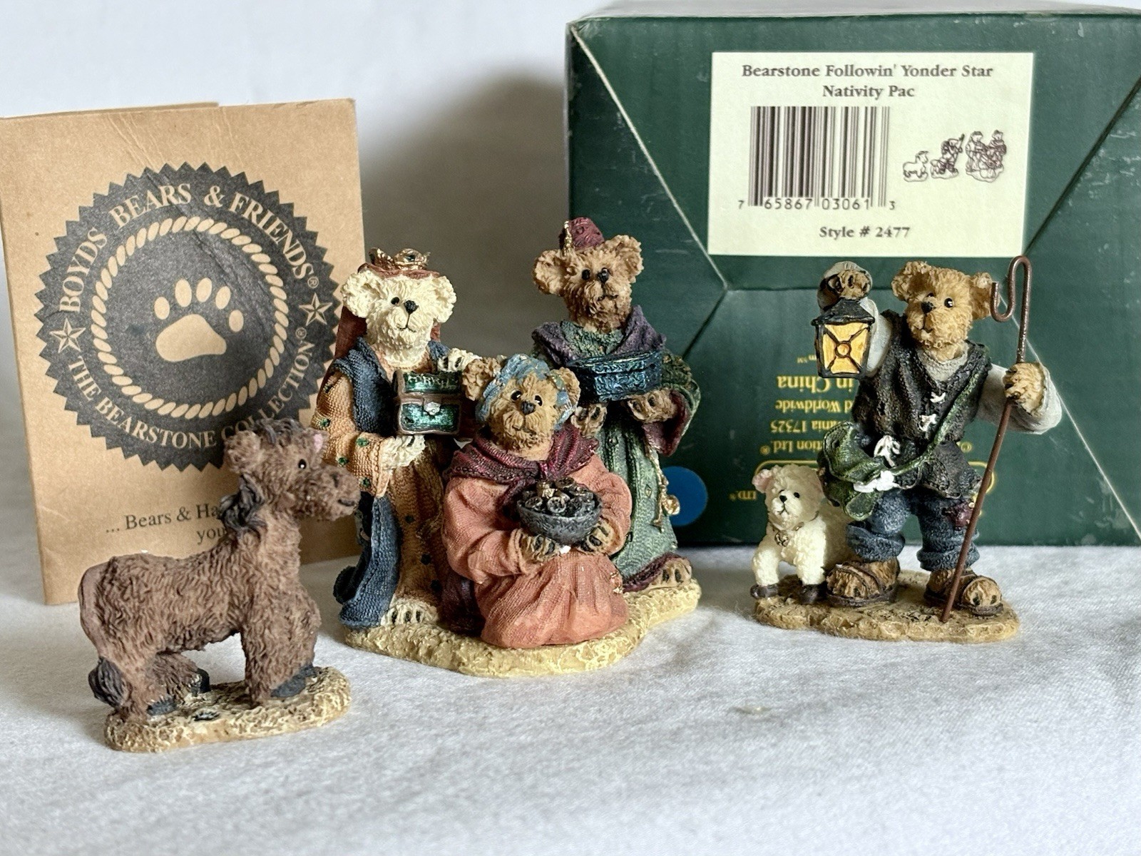 Boyds Bears Followin Yonder Star Nativity #2477 Bearstone 2001 3 Kings Shepherd