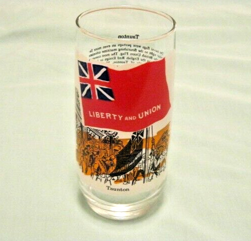 VTG Coca Cola Heritage Collector Drinking Glass Tumbler 1774 Taunton Flag 1973