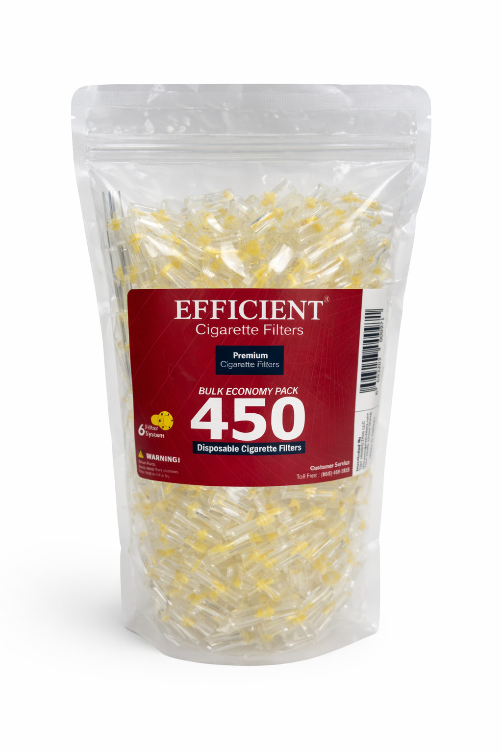 NEW EFFICIENT Premium Cigarette Filters 6 holes Bulk Economy Pack (450 filters)