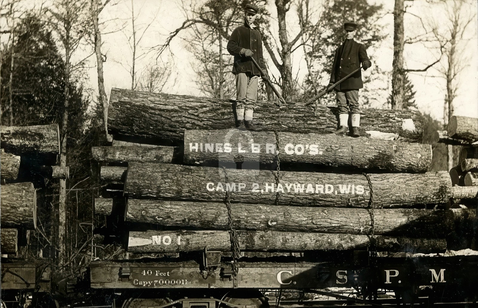 Hines Lumber Company Camp 2 Hayward WI Wiscon c1910 RPPC Photo Postcard COPY