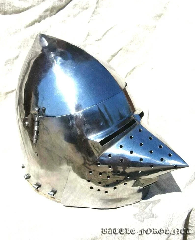 Helmet Face Pig Medieval Bascinet Armor Steel Hounskull Larp Klappvisor Replica