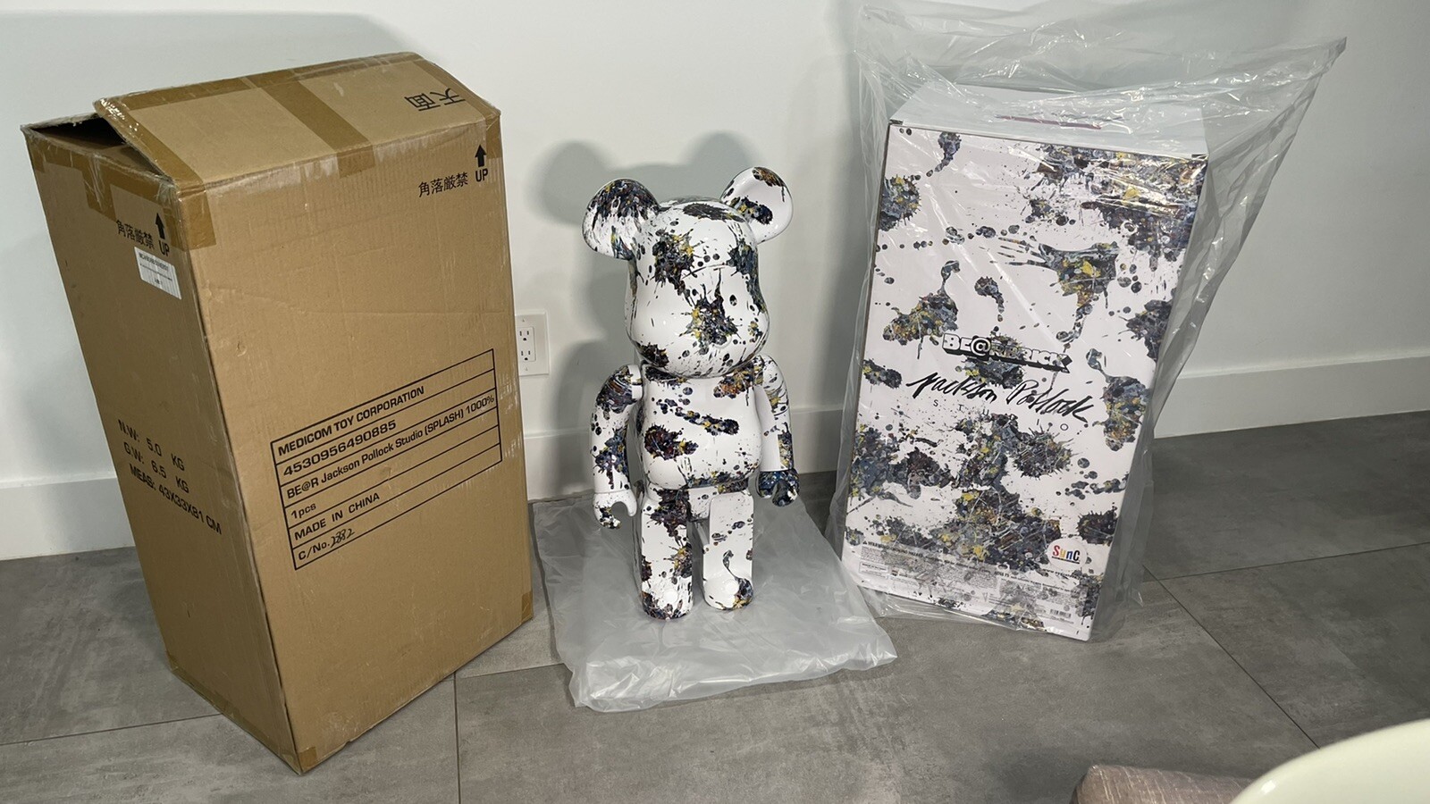 Medicom BE@RBRICK Jackson Pollock Studio Splash 1000% Bearbrick Figure NEW