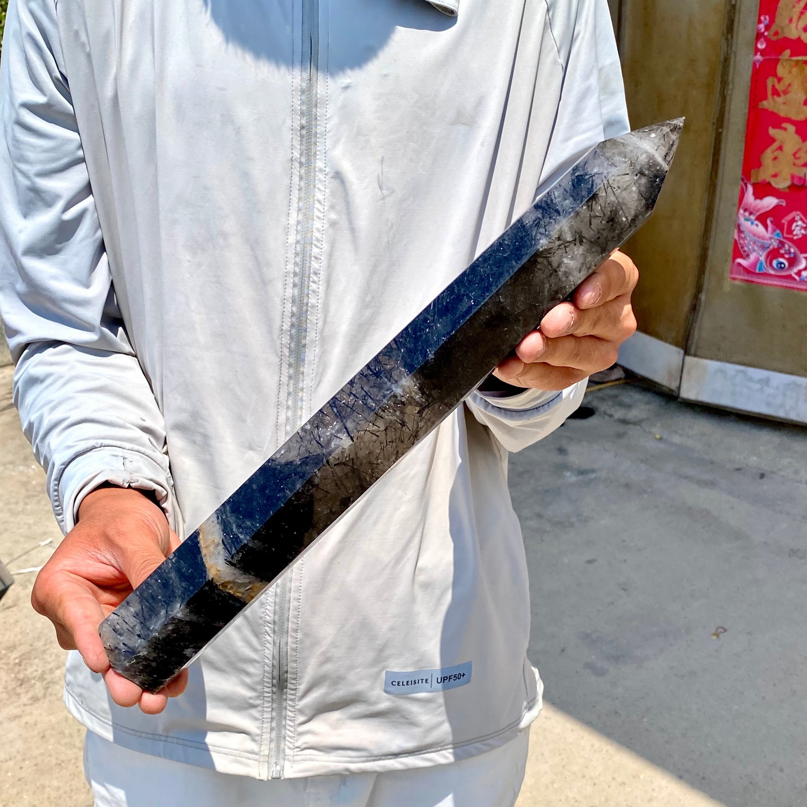 3.2LB Natural black hair crystal, white crystal pillar, quartz crystal