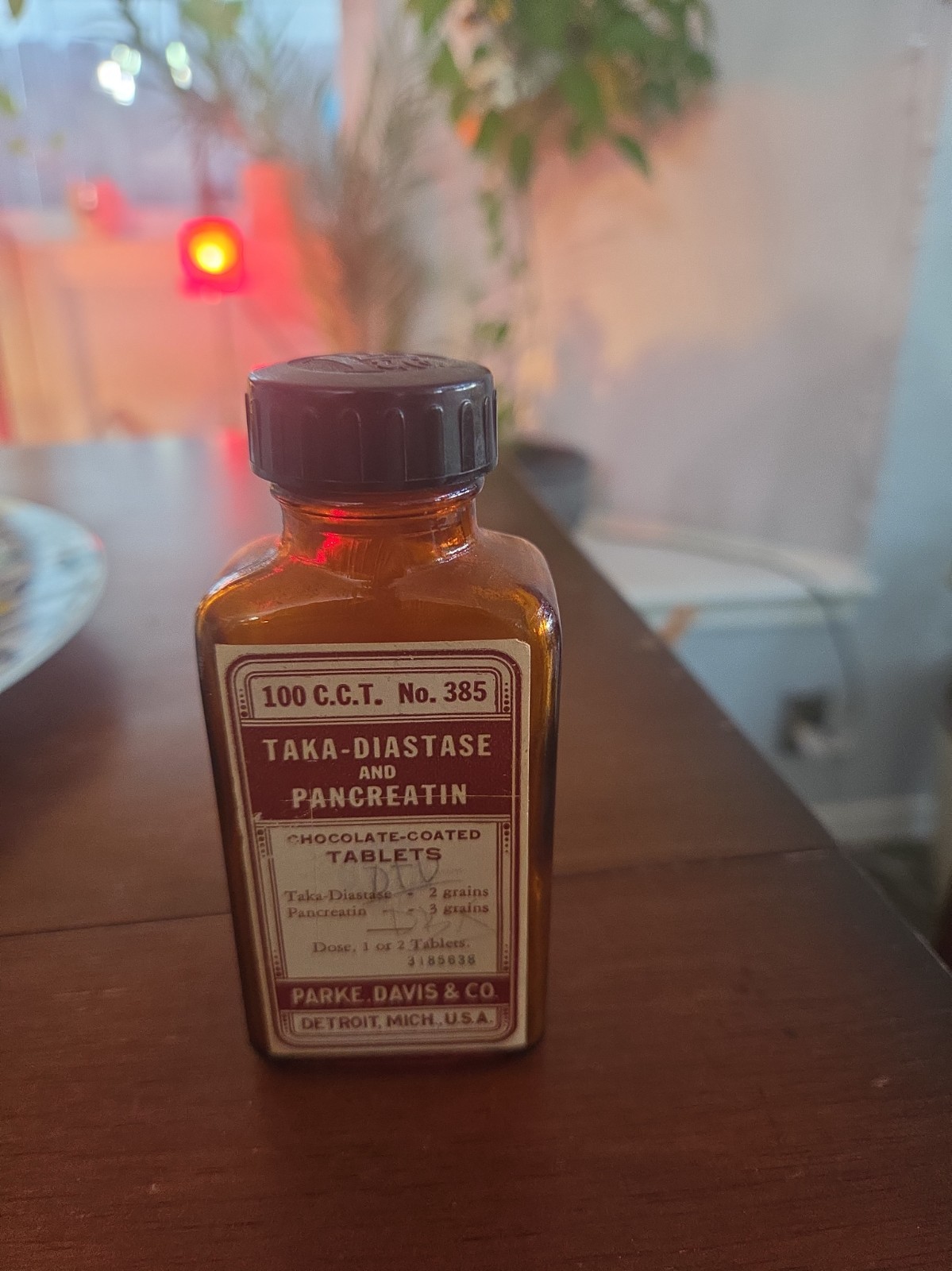 Antique Vintage Parke Davis Taka-Diastase Pancreatin Medicine Bottle Pharmacy
