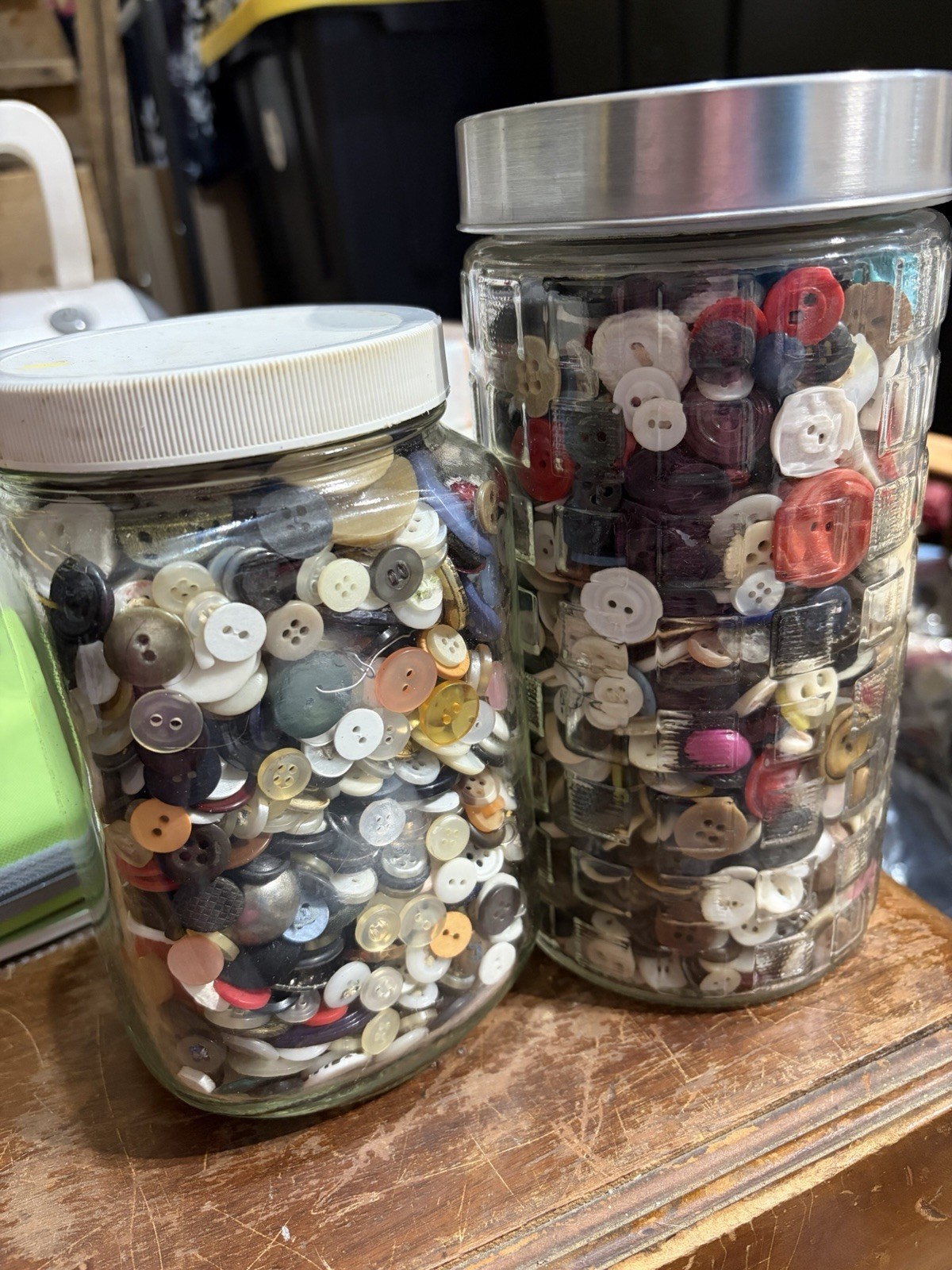 Old Vintage Buttons, 100’s Of Them, Will Come In The Jars
