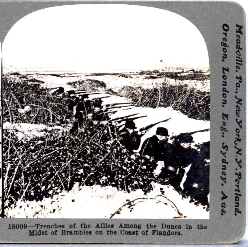 WW1, Trenches Of The Allies Among Dunes, Coast Of Flanders--Stereoview Q73