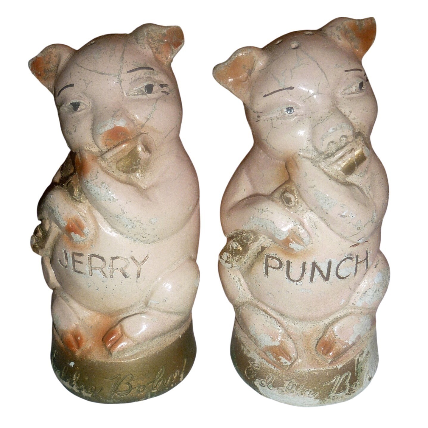 Vintage Eddie Bohns Pig N Whistle Denver CO Salt & Pepper Shakers Jerry Punch