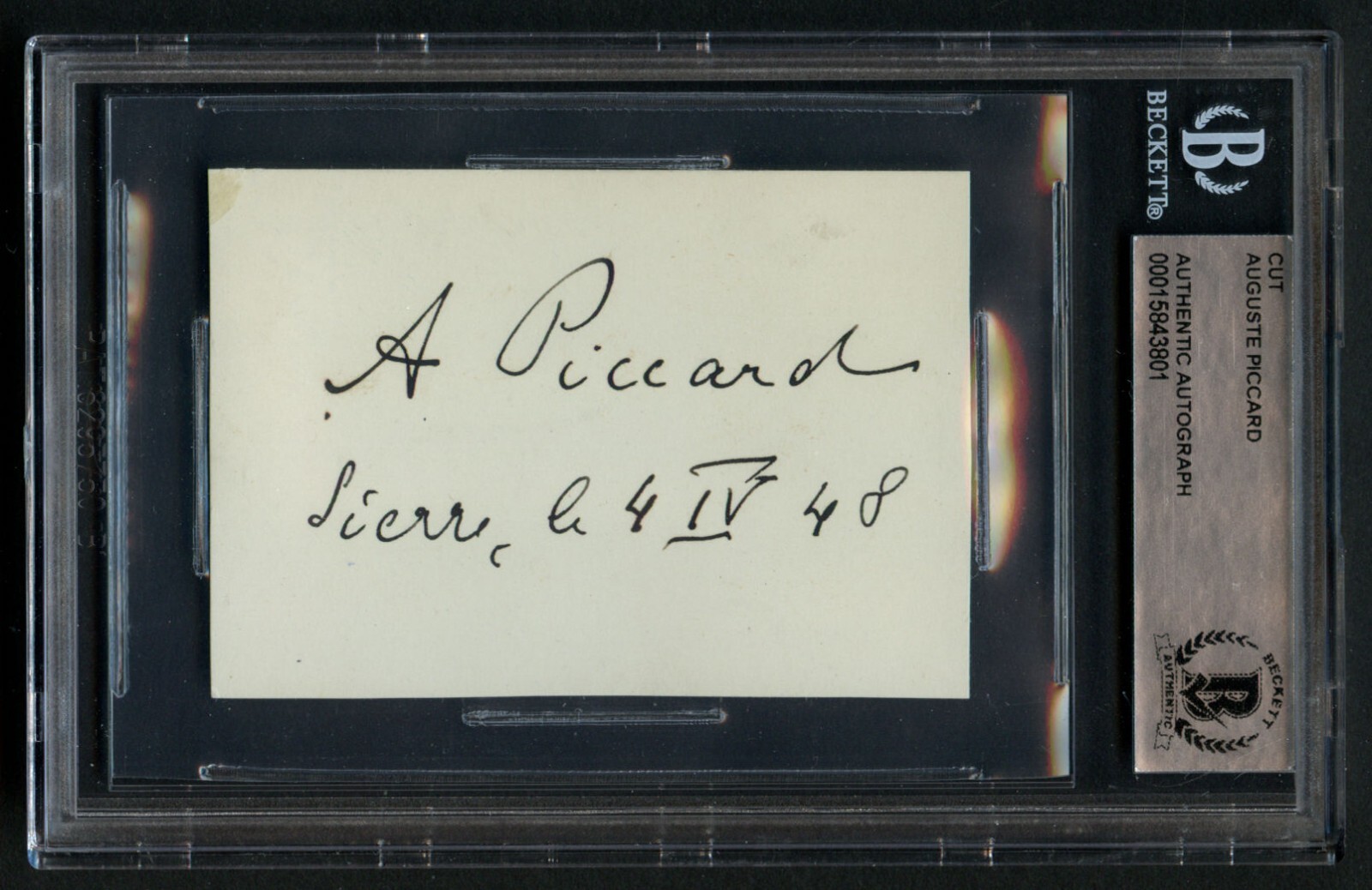 Auguste Piccard signed autograph auto 2x3 cut Inventor & Explorer BAS Slabbed