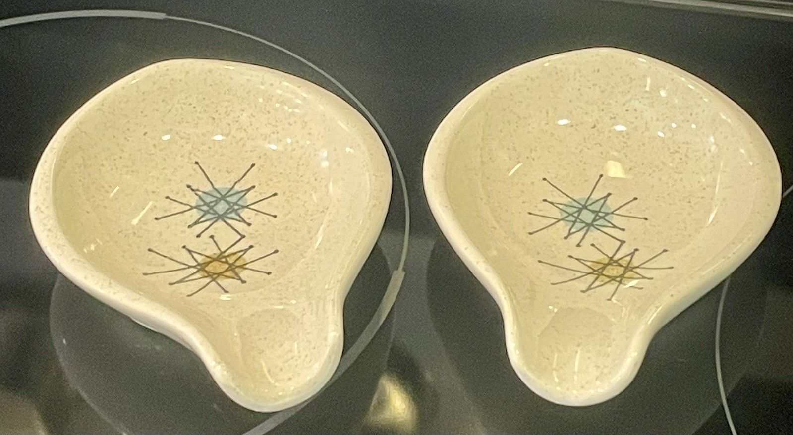 2 Vtg Franciscan STARBURST Spoon Rest Atomic Retro Kitchen Mid Century Modern
