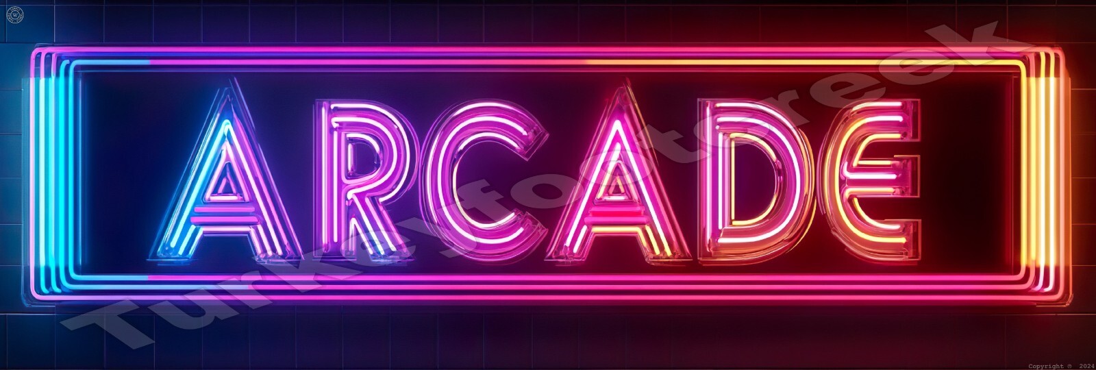 Rainbow Neon Look (Facsimile) Arcade Metal Sign 2 Sizes to Choose From