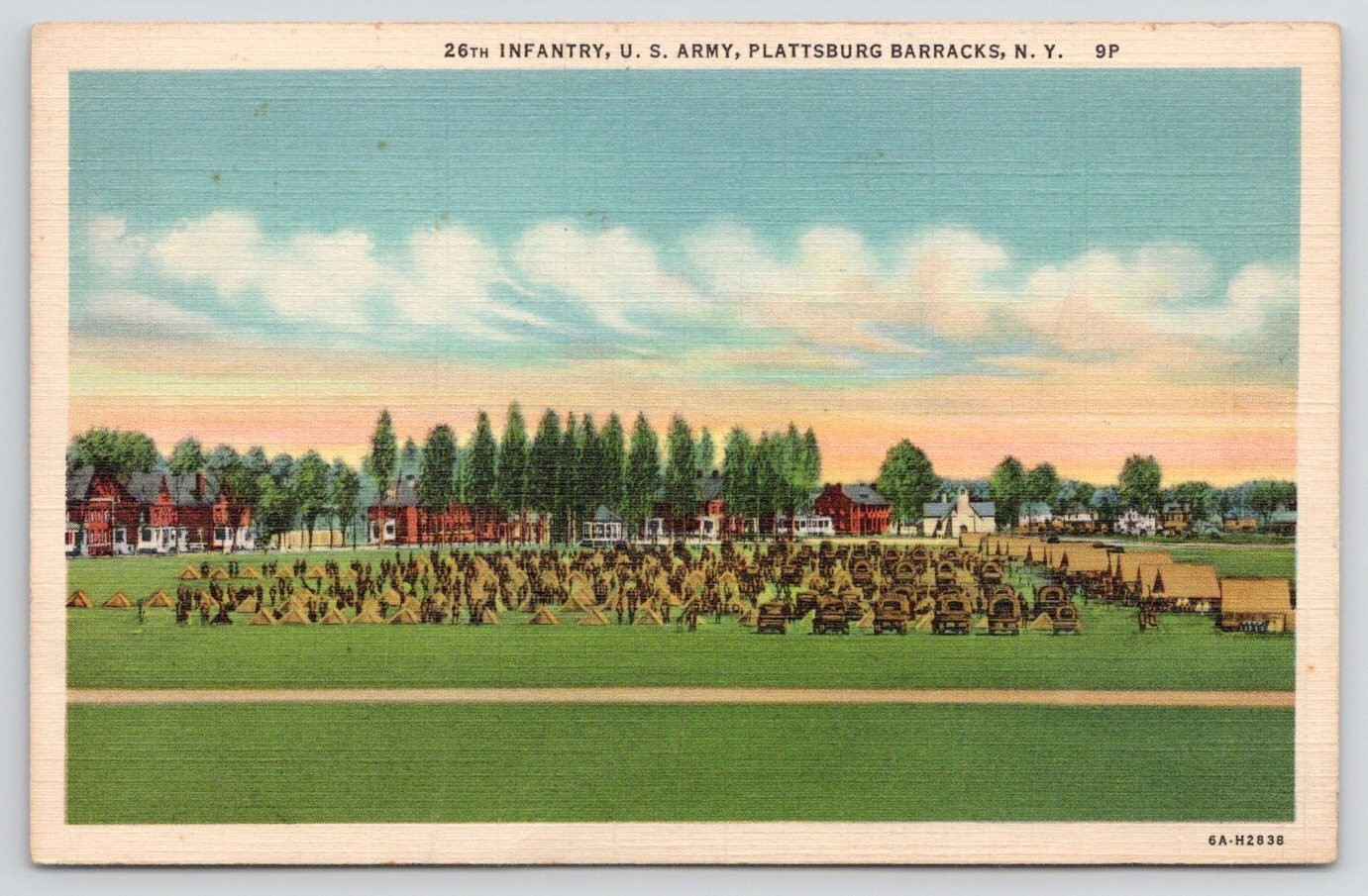 Plattsburgh NY 26th Infantry Plattsburgh Barracks  Postcard