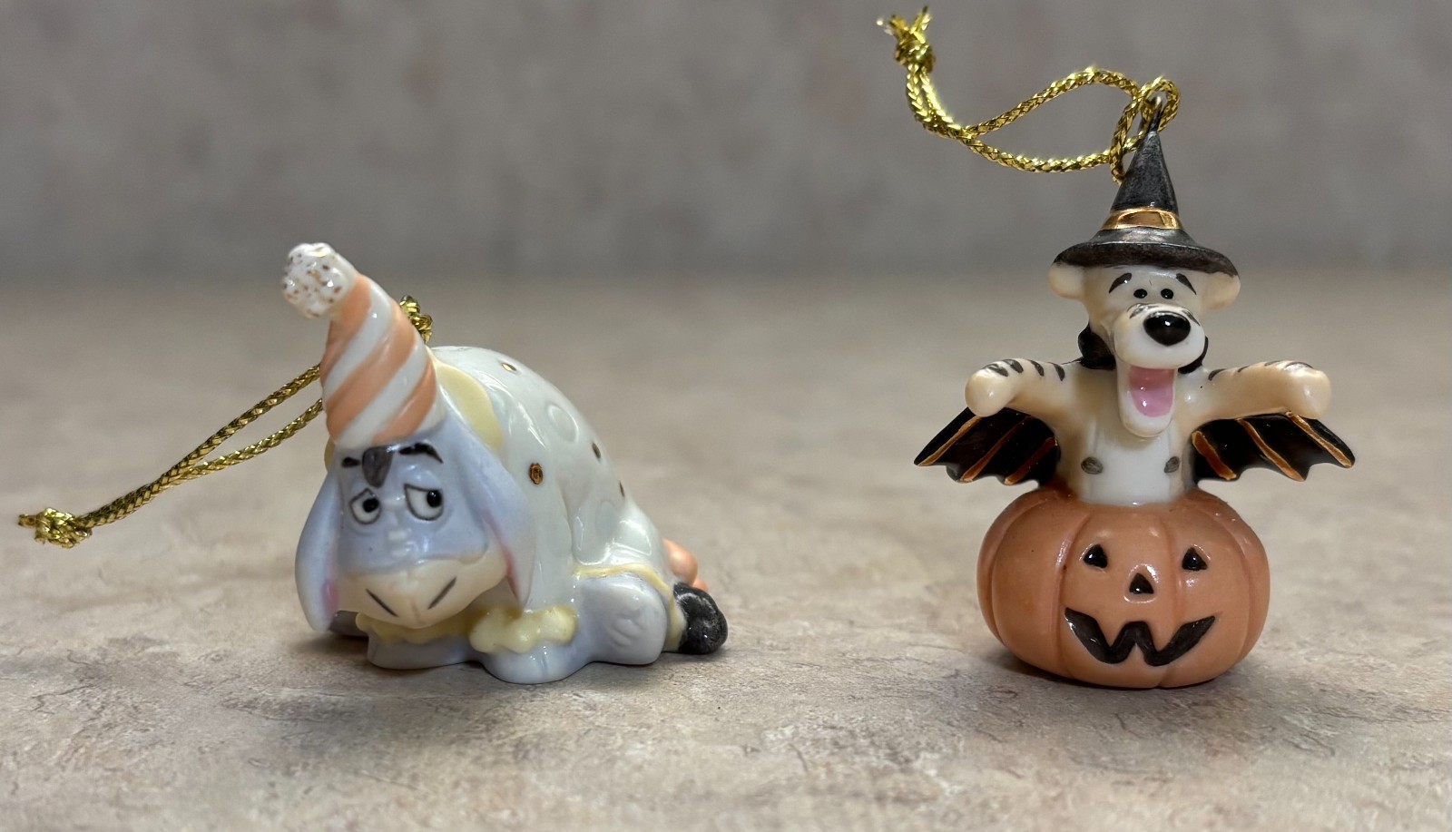 RARE Lenox Winnie the Pooh Halloween - Set of 2 MINI Ornaments Eeyore Tigger