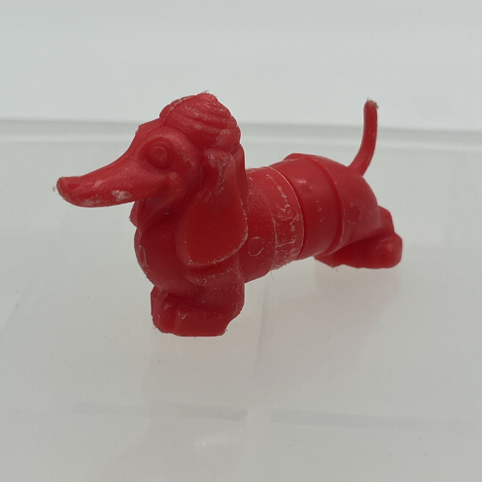 Vintage Plastic Figure Red Dog Dachshund Opens For Small Storage 2.5”
