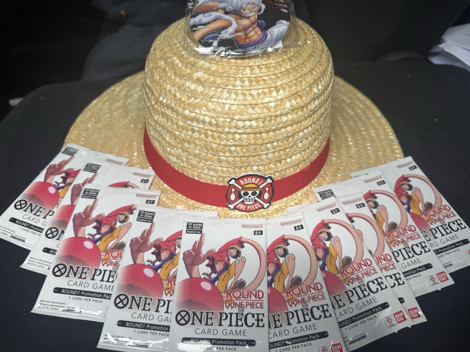 PRESALE (Ships 8/19) Round1 x One Piece Promo PACK SET OF 10 W/ Hat And Pin