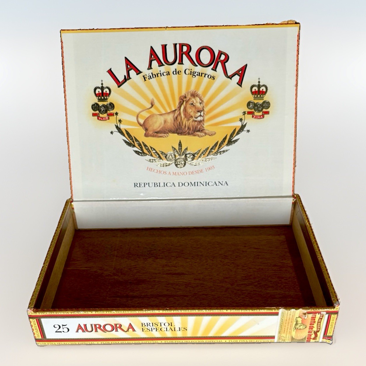 La Aurora Bristol Especiales Wood Cigar Box Dominican Republic Craft Storage VTG