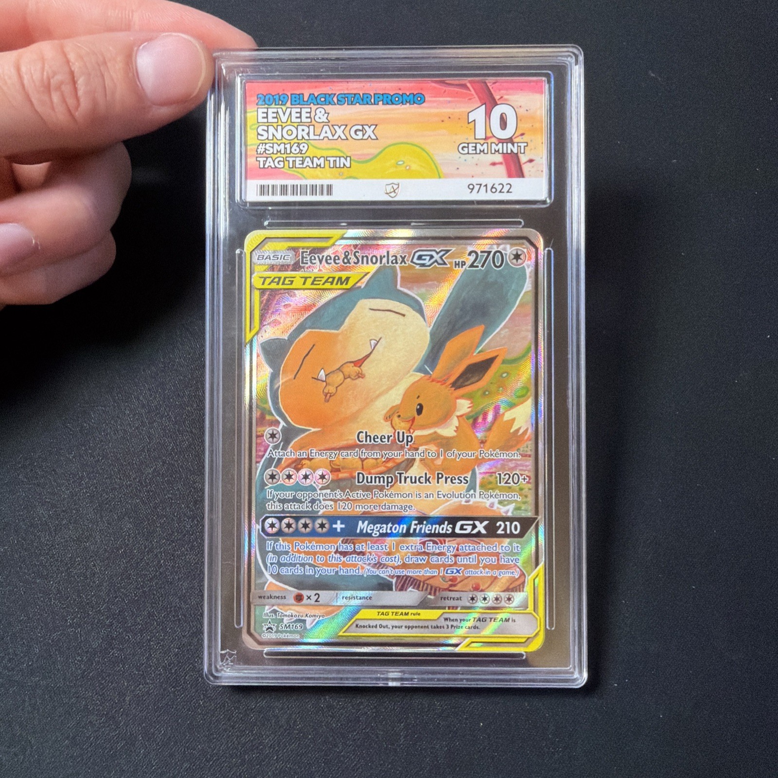 Eevee & Snorlax Gx SM169 ACE 10 - PERFECT SUB GRADES