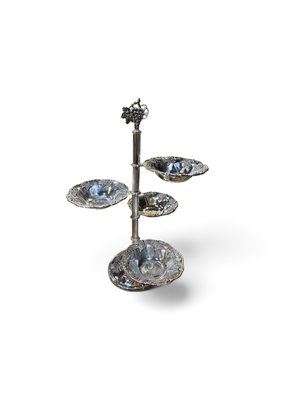 Vintage Godinger Silver Co. 4-tier rotating server with a grape/leaf design. 