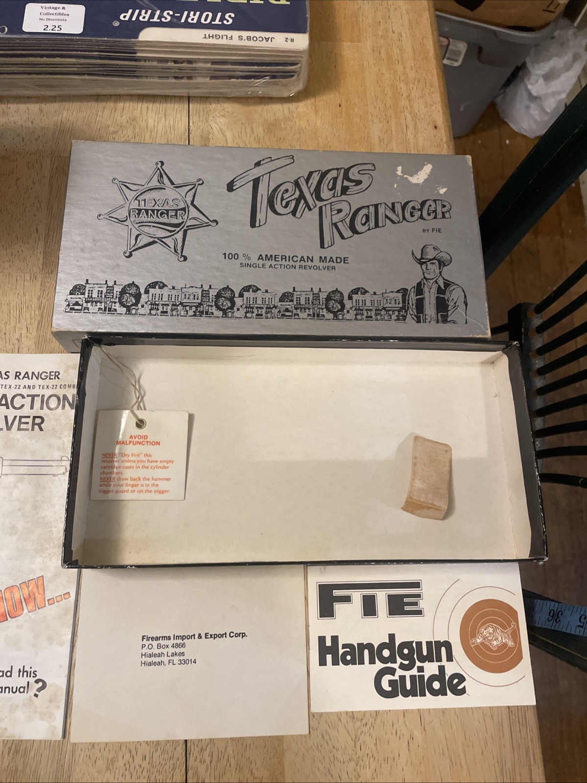 FIE Tex 22 Texas Ranger Revolver Pistol EMPTY Gun Box + Paperwork
