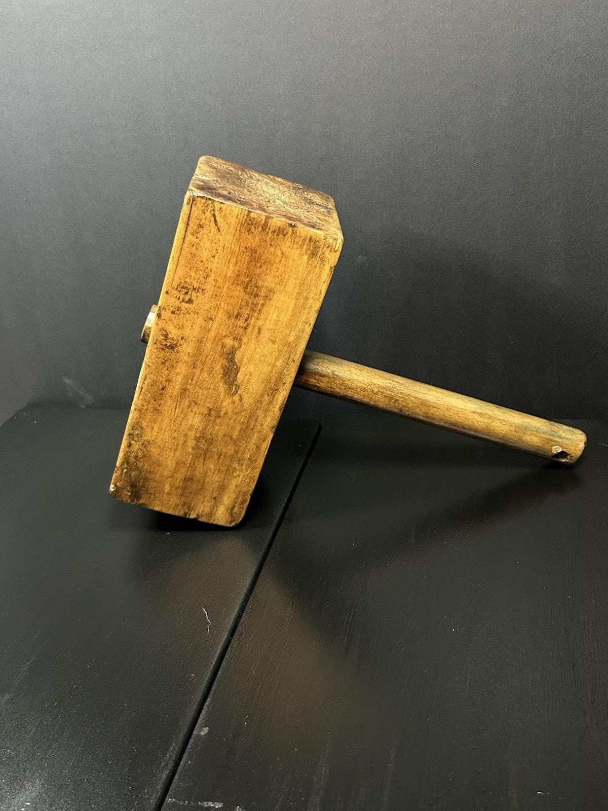 Antique Wooden Carpenter's Mallet, Primitive Joiner's Tool, Early American