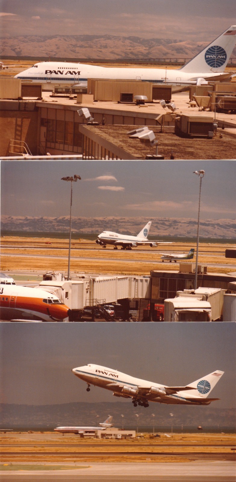 Vintage Photo LOT 1979 Boeing 747SP Pan Am Aircraft American Air PSA Airport
