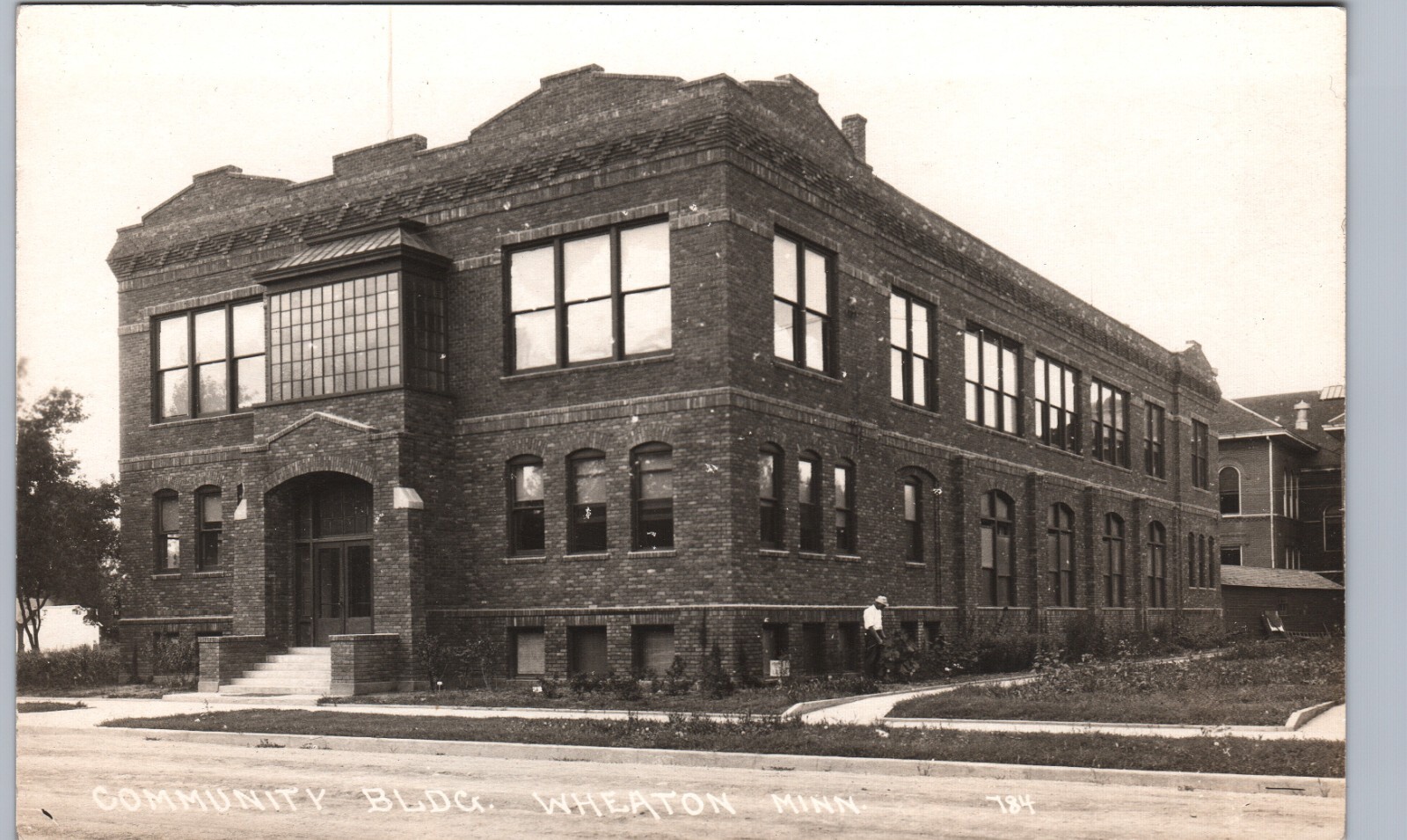 COMMUNITY BUILDING wheaton mn real photo postcard rppc minnesota history