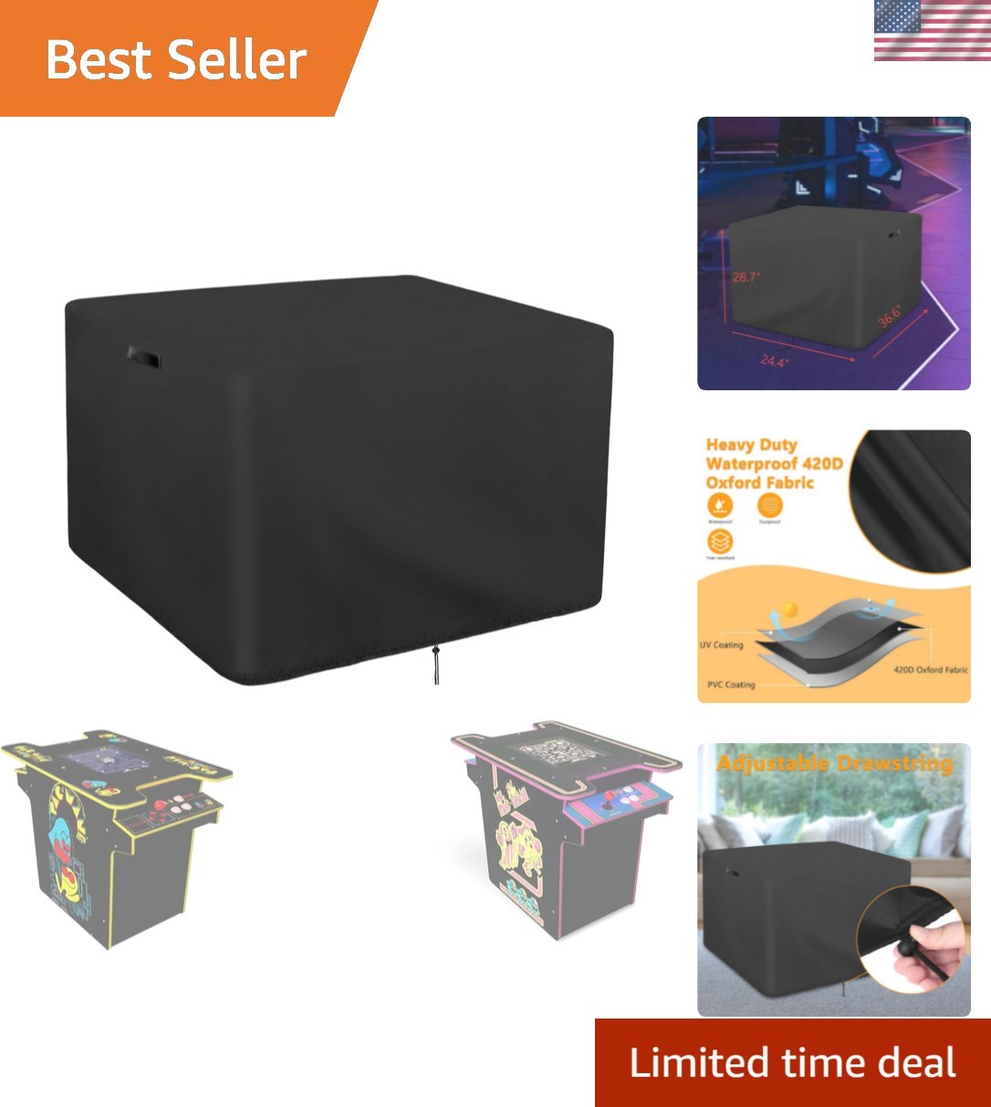 Arcade Cover Compatible with Arcade1Up Pac-Man Head-to-Head Arcade Table
