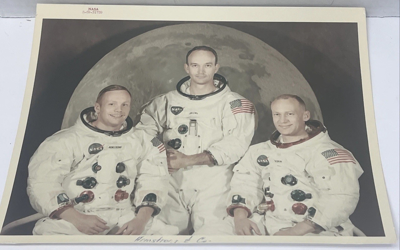 Apollo 11 Vintage NASA Red Number Photo Crew Photograph Armstrong Aldrin Collins