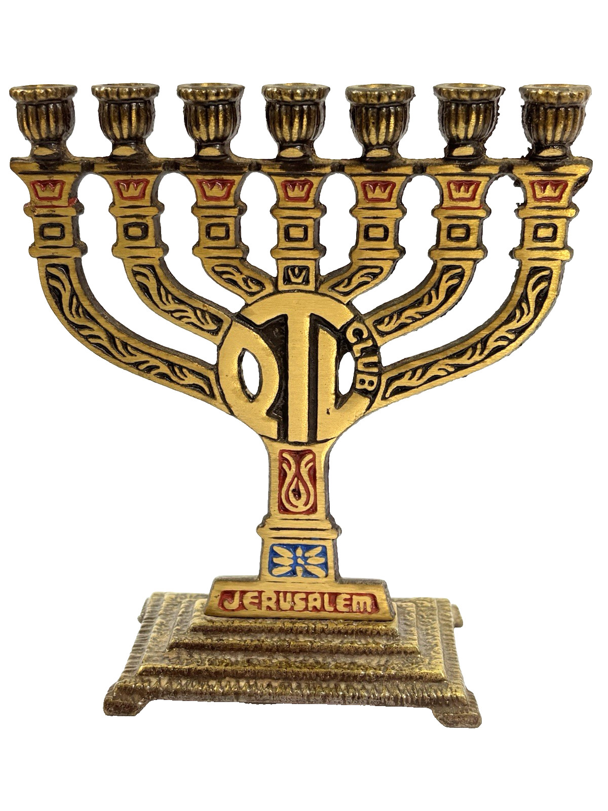 Vintage PTL Club Brass Menorah – Jim & Tammy Faye Bakker Israel Tour Souvenir