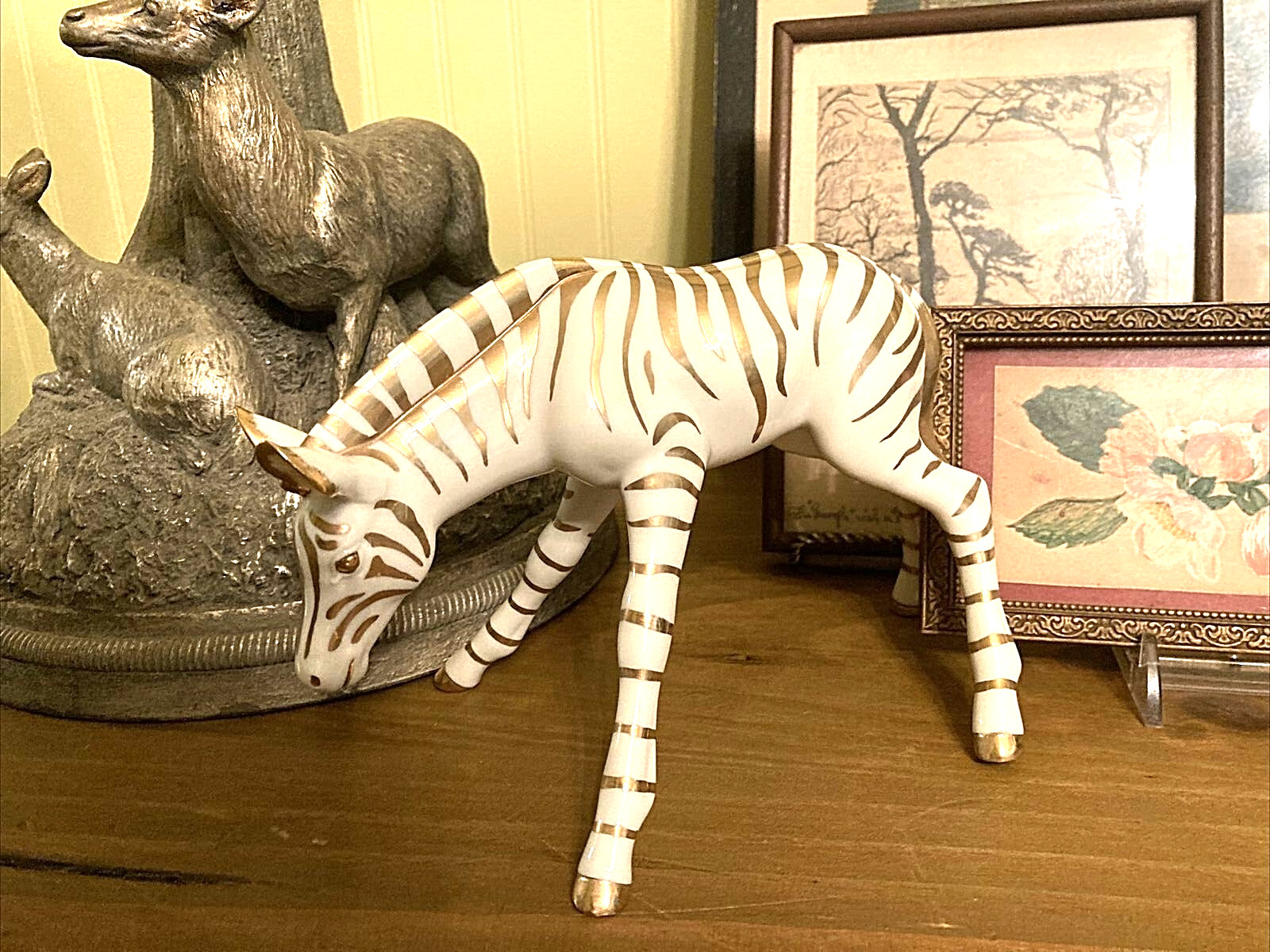 Vintage Handcrafted Lenox Ivory & Gold Zebra Figurine - 4.75\