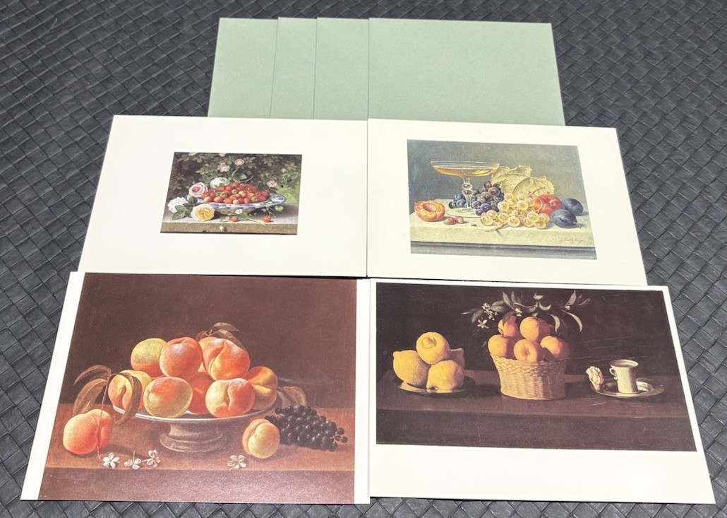 4 VTG Blank UNUSED STILL LIFE Greeting Cards. Zurbaran, Galicia, Hammer. # 3M