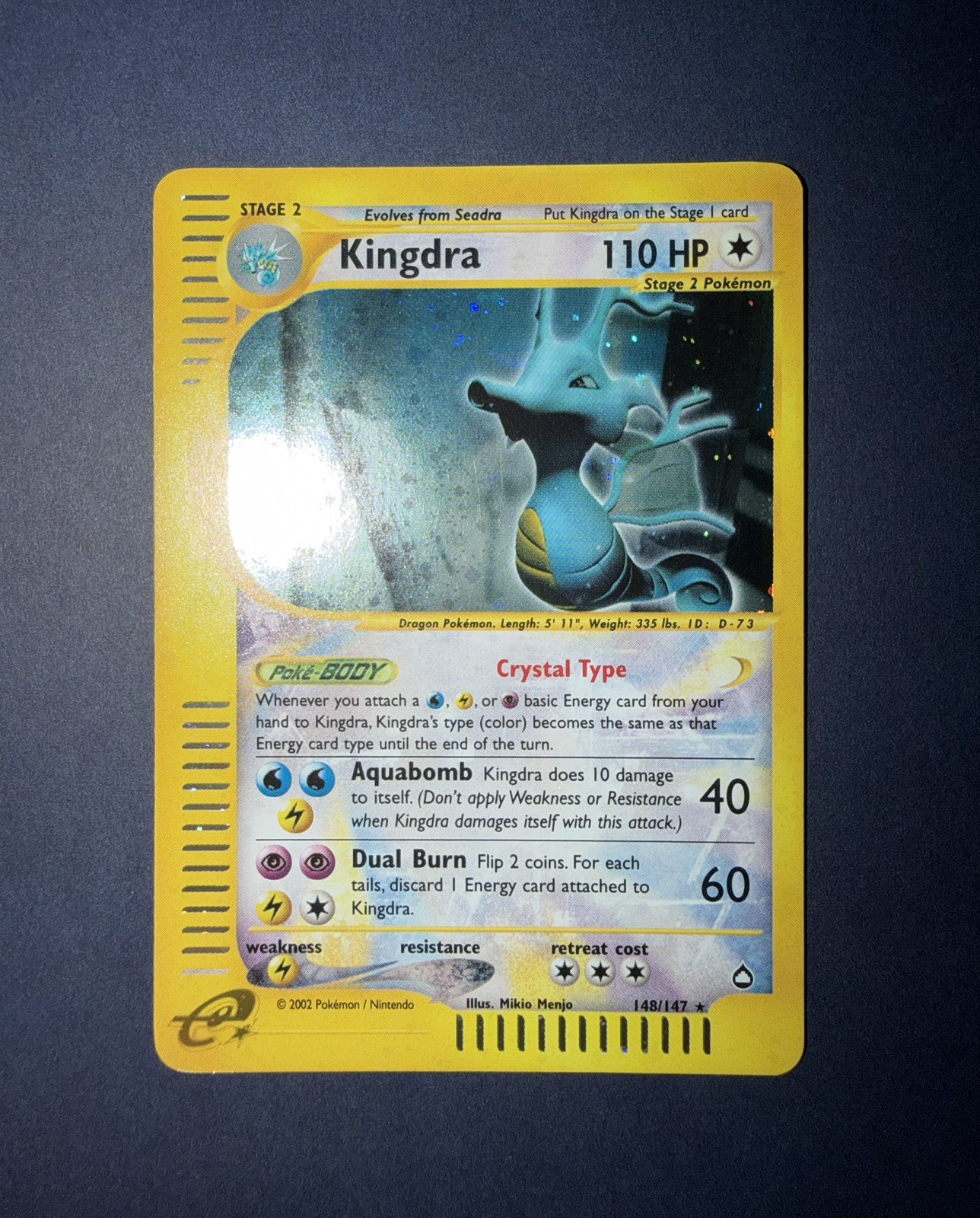 Pokemon 2003 Kingdra Crystal 148/147 Holo Secret Aquapolis English Wotc