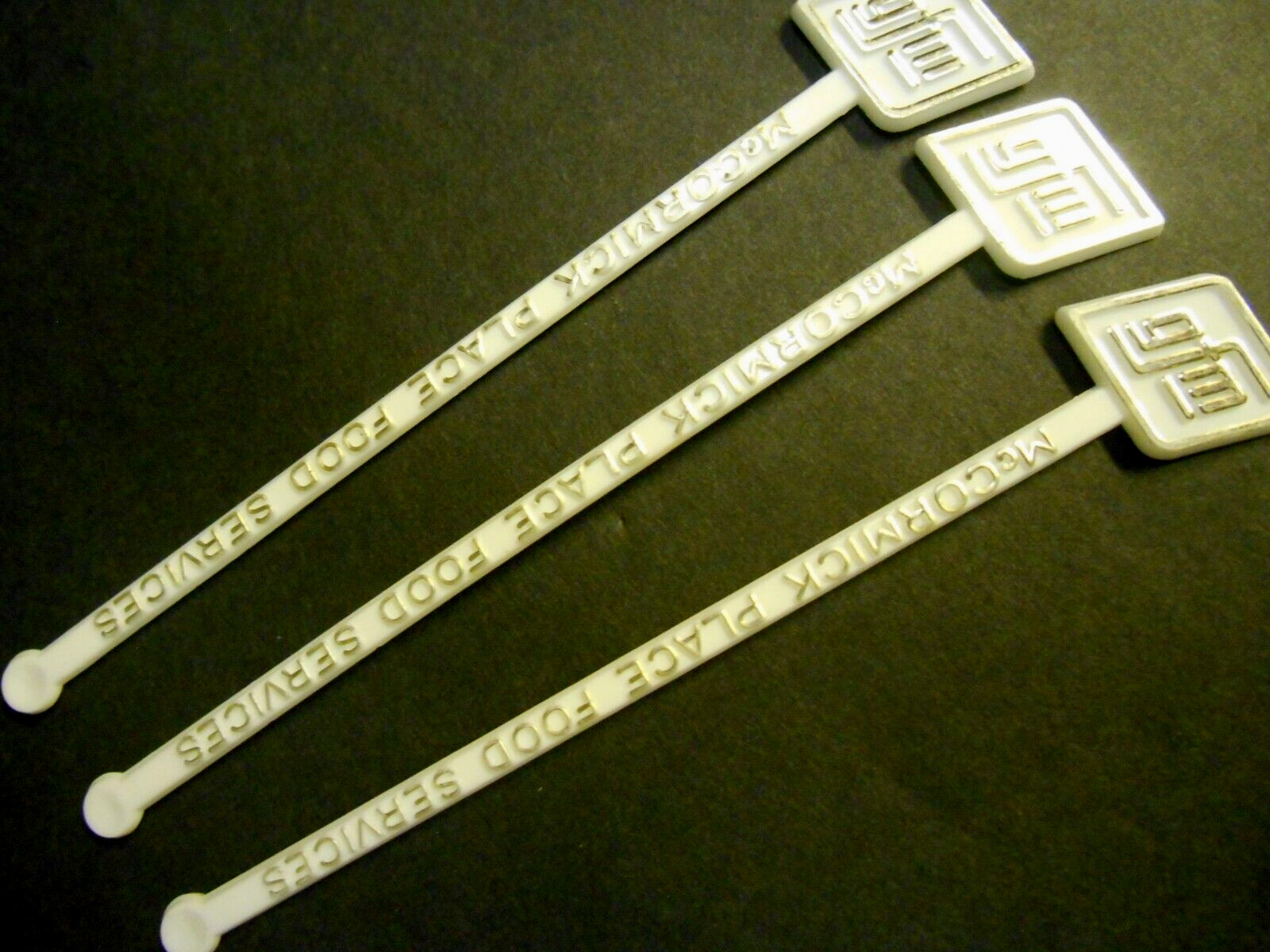 Lot of 3 VTG MCM GFM McCormick Place Cocktail Barware Pick Swizzle Stir Sticks